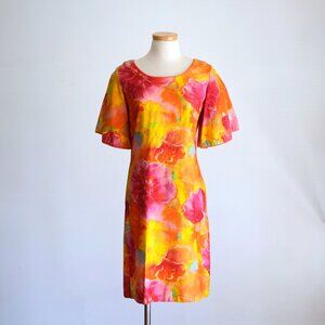 Vintage 60s South Seas Fashions Floral Tropical Hawaiian Print Dress Sundress